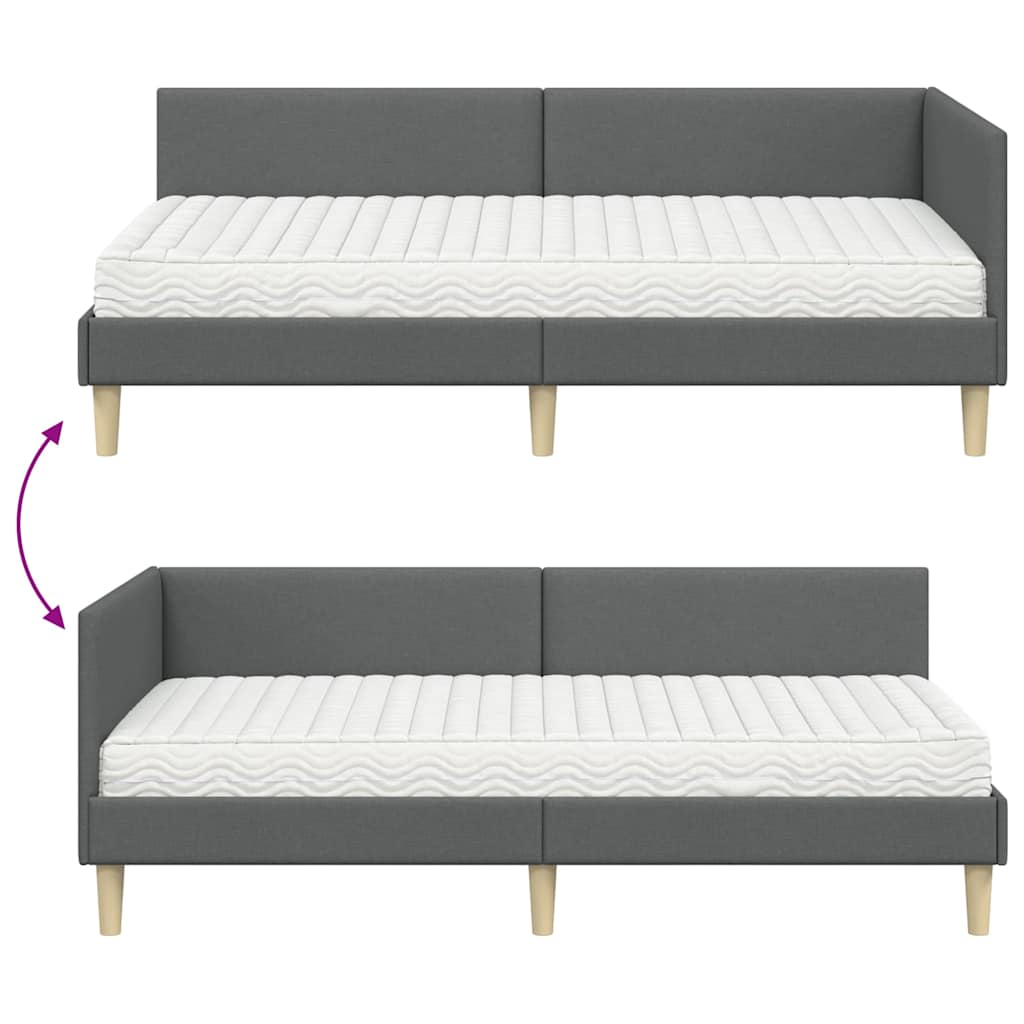 Eckbettgestell mit Matratze Sonstiges 2 pcs Grau Stoff