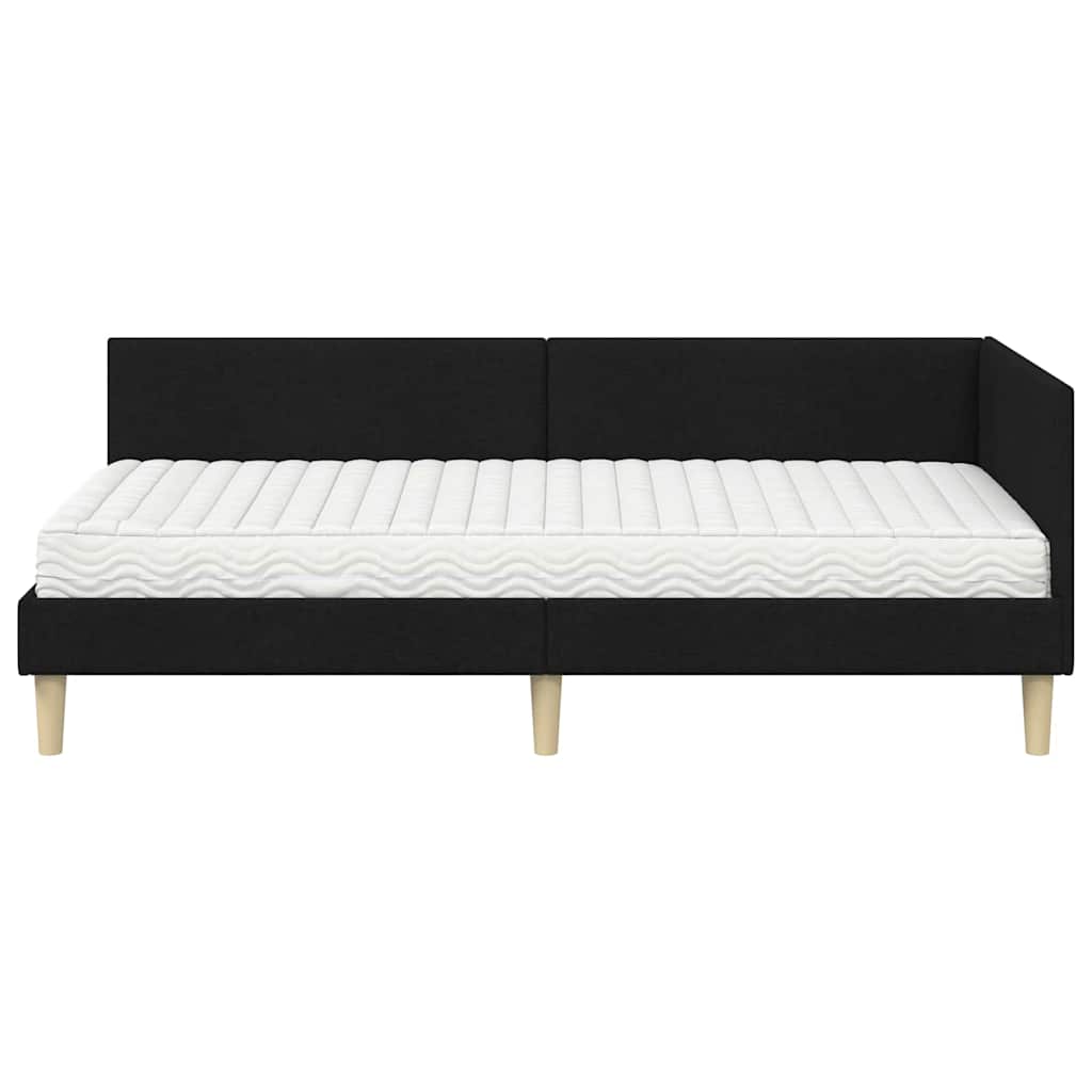 Eckbettgestell mit Matratze 2 stk. Schwarz 100 x 200 cm Stoff