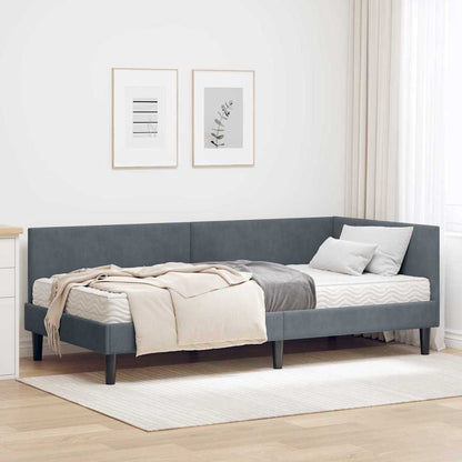Eckbettgestell mit Matratze 2 stk. Dunkelgrau 80 x 200 cm Samt