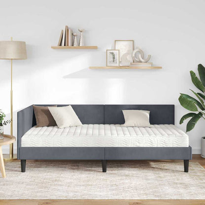 Eckbettgestell mit Matratze 2 stk. Dunkelgrau 80 x 200 cm Samt