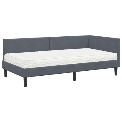 Eckbettgestell mit Matratze 2 stk. Dunkelgrau 80 x 200 cm Samt