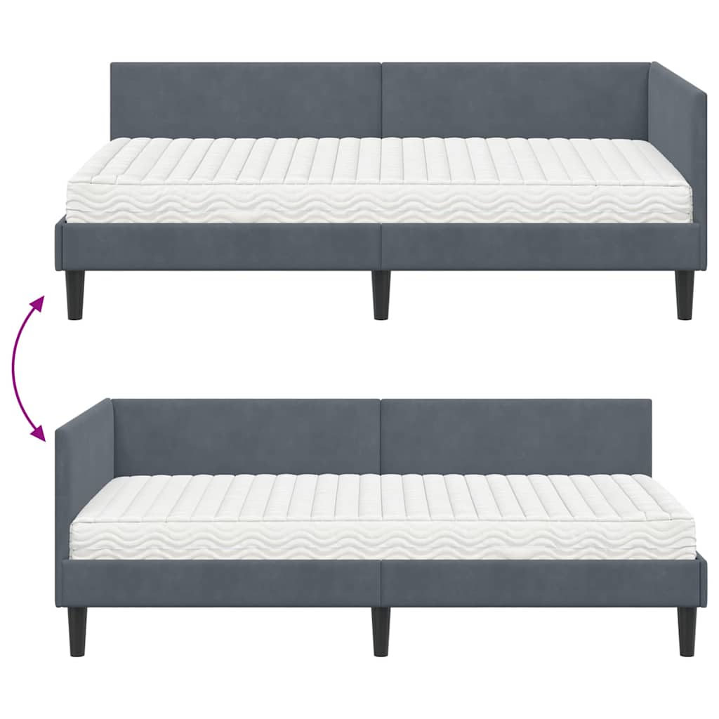Eckbettgestell mit Matratze 2 stk. Dunkelgrau 80 x 200 cm Samt