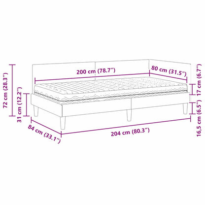Eckbettgestell mit Matratze 2 stk. Dunkelgrau 80 x 200 cm Samt