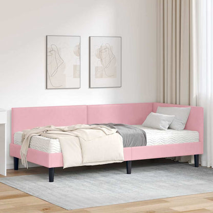 Eckbettgestell mit Matratze 2 stk. Rosa 90 x 200 cm Samt