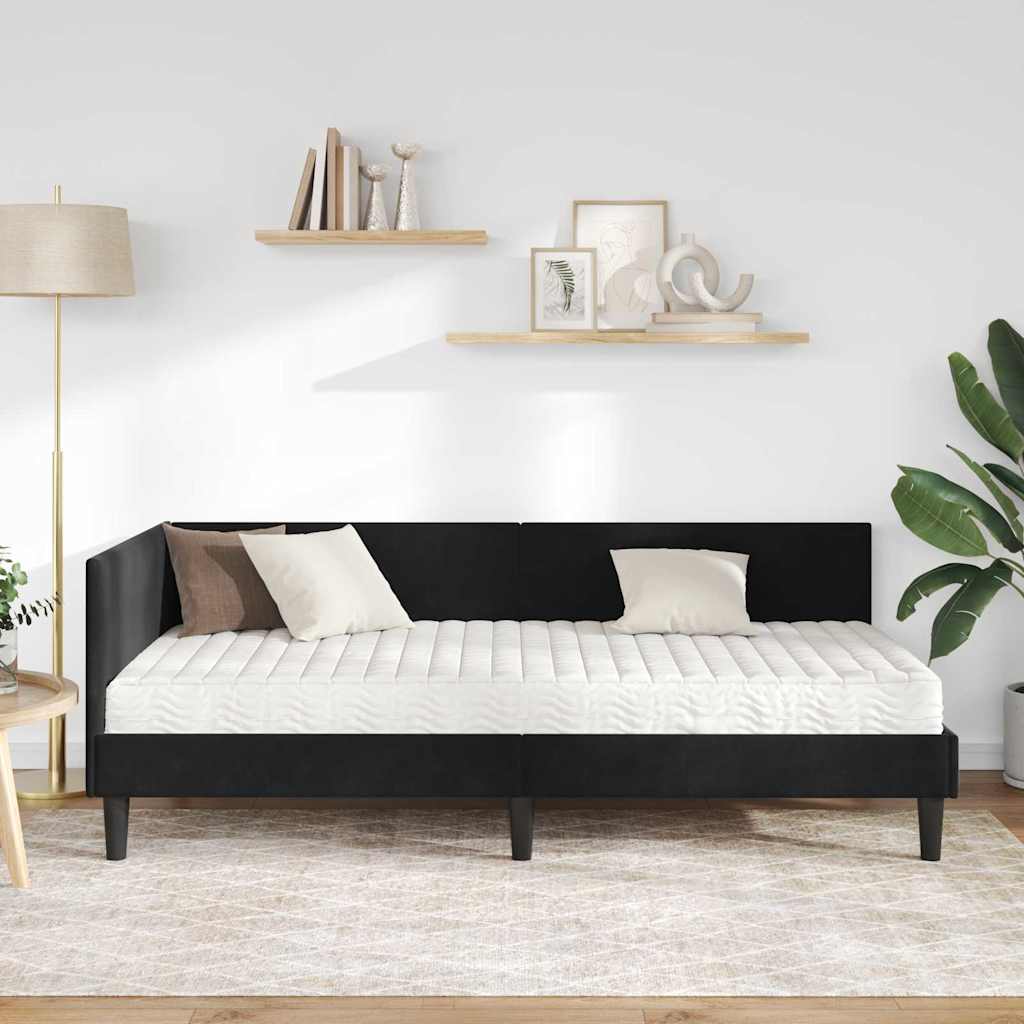 Eckbettgestell mit Matratze 2 stk. Schwarz 90 x 200 cm Samt