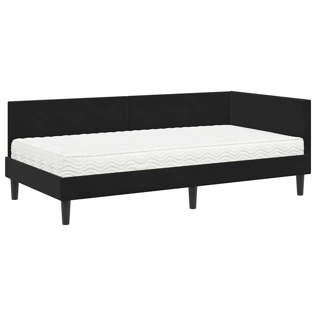 Eckbettgestell mit Matratze 2 stk. Schwarz 90 x 200 cm Samt