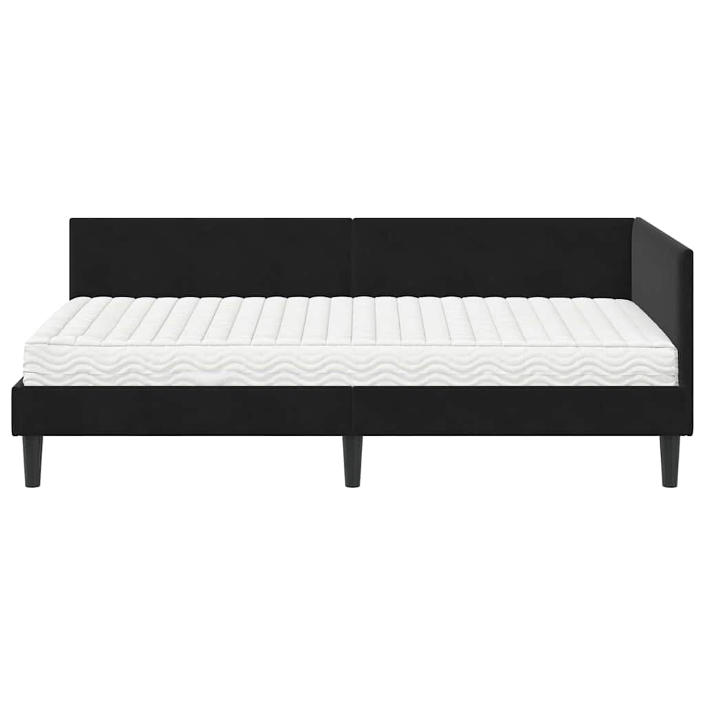 Eckbettgestell mit Matratze 2 stk. Schwarz 90 x 200 cm Samt