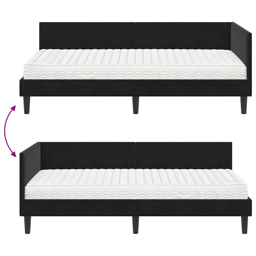 Eckbettgestell mit Matratze 2 stk. Schwarz 90 x 200 cm Samt