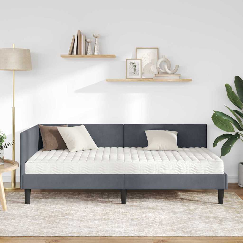 Eckbettgestell mit Matratze 2 stk. Dunkelgrau 100 x 200 cm Samt