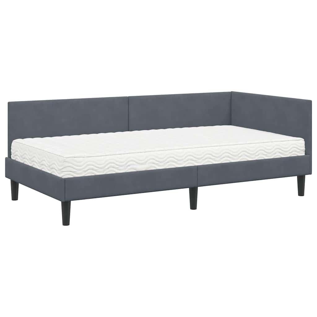 Eckbettgestell mit Matratze 2 stk. Dunkelgrau 100 x 200 cm Samt