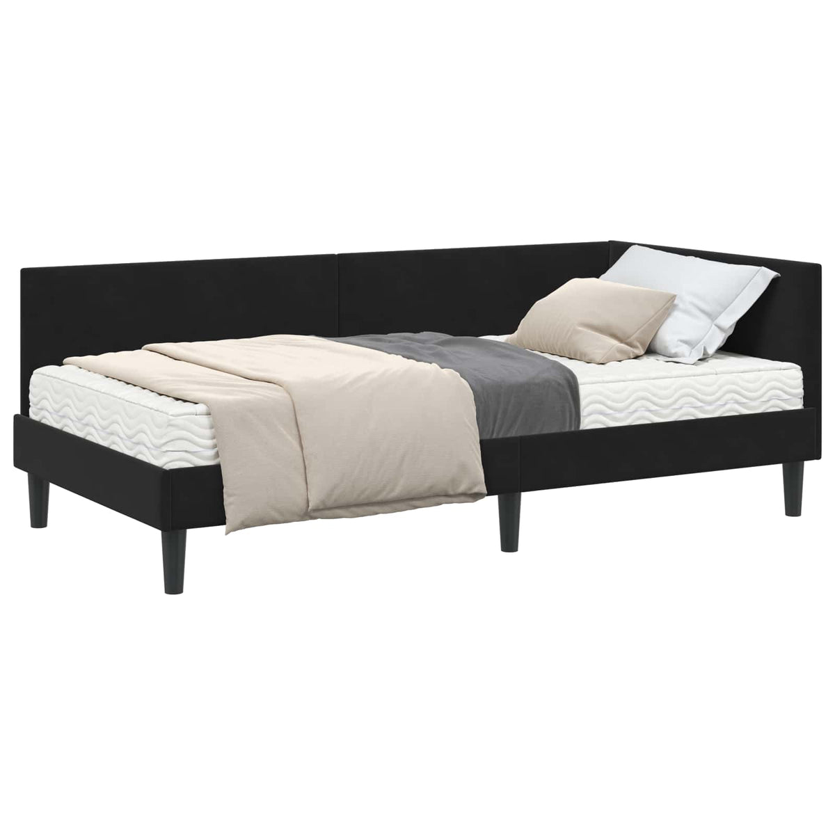 Eckbettgestell mit Matratze 2 stk. Schwarz 100 x 200 cm Samt