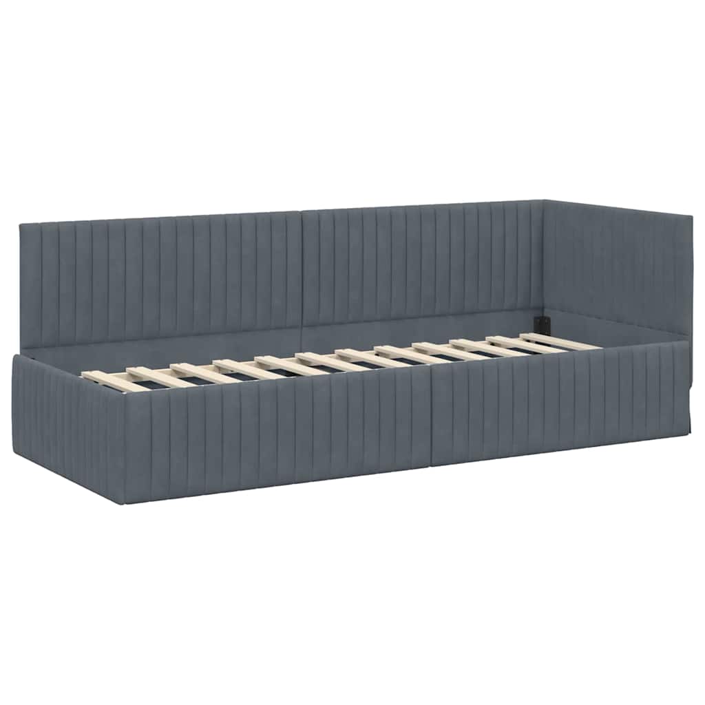 Eckbettgestell mit Matratze 2 stk. Dunkelgrau 80 x 200 cm Samt