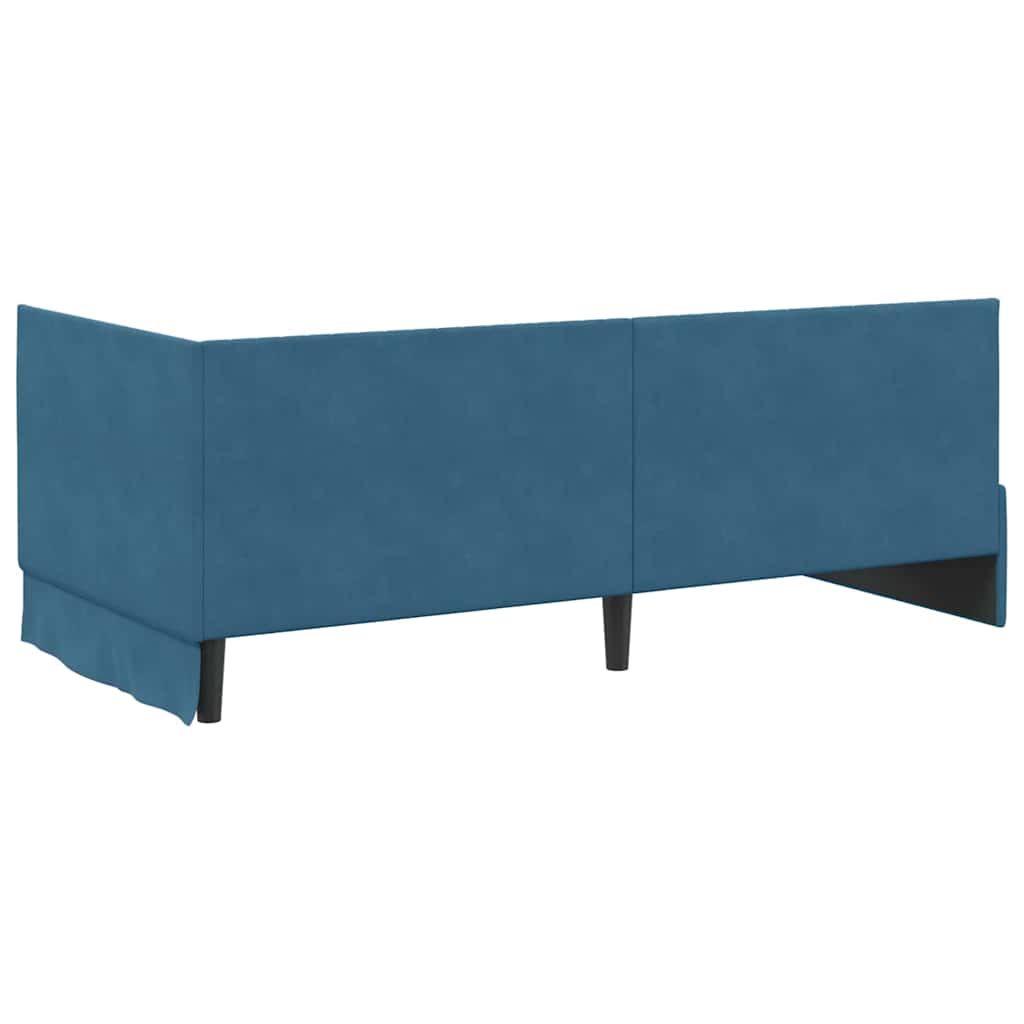 Eckbettgestell mit Matratze 2 stk. Blau 90 x 190 cm Samt