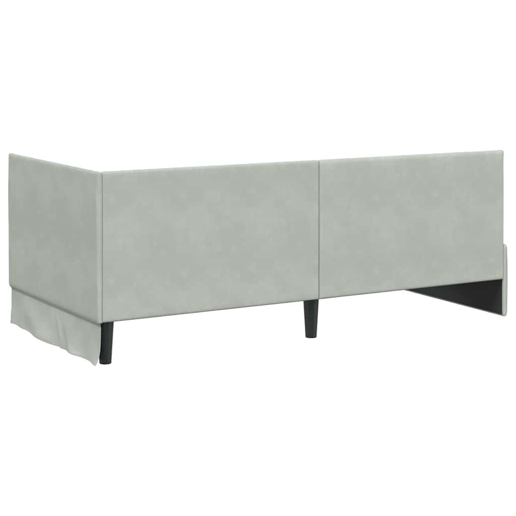 Eckbettgestell mit Matratze 2 stk. Hellgrau 90 x 190 cm Samt