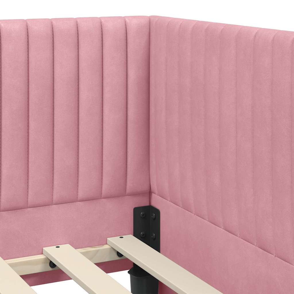 Eckbettgestell mit Matratze 2 stk. Rosa 90 x 190 cm Samt