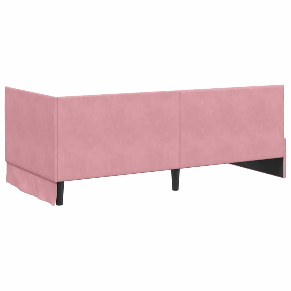 Eckbettgestell mit Matratze 2 stk. Rosa 90 x 190 cm Samt