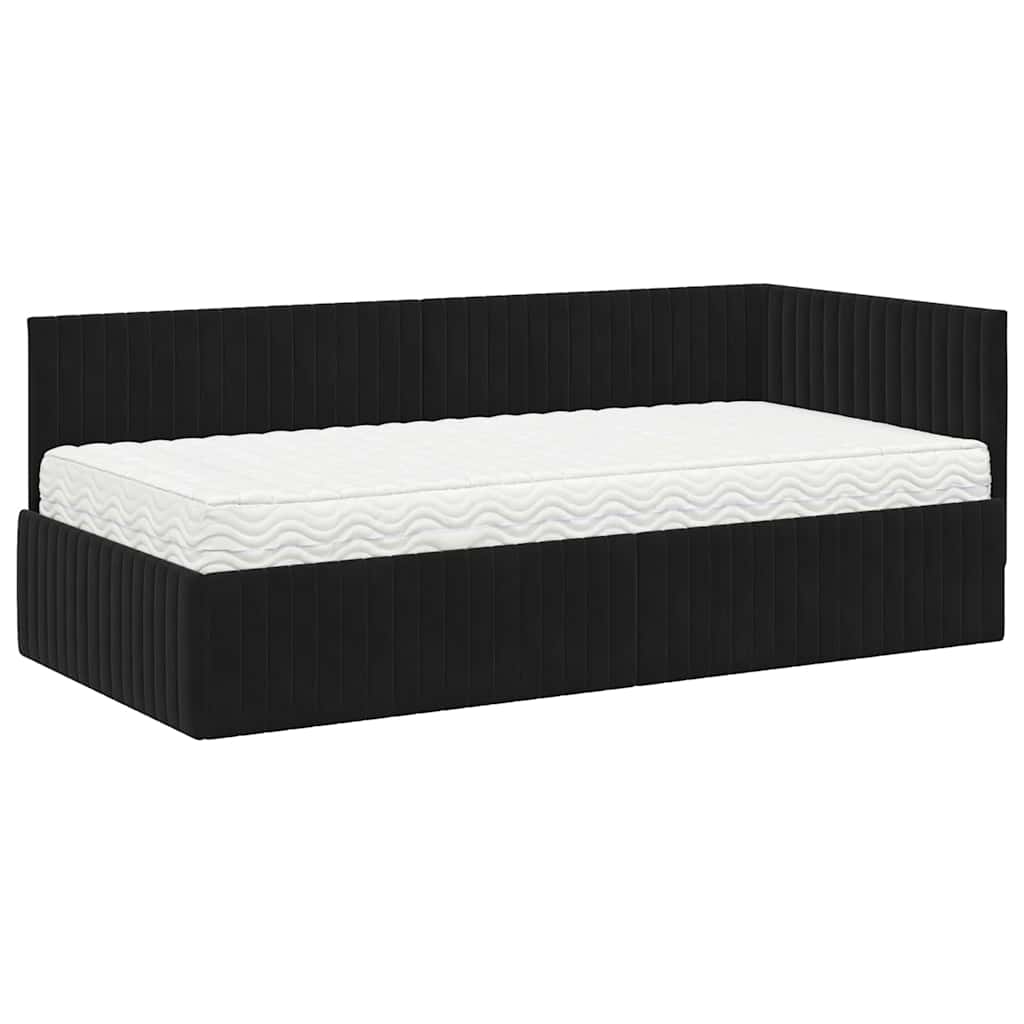 Eckbettgestell mit Matratze 2 stk. Schwarz 90 x 190 cm Samt