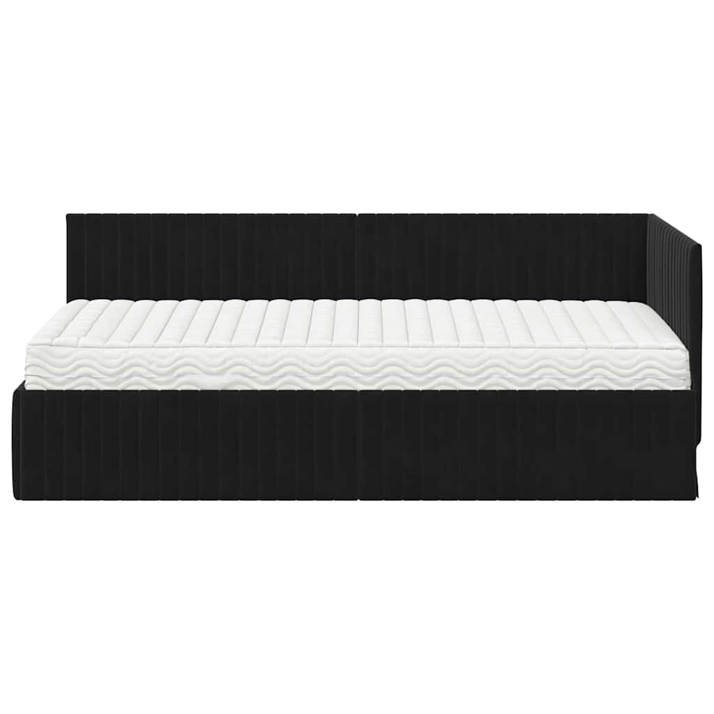 Eckbettgestell mit Matratze 2 stk. Schwarz 90 x 190 cm Samt
