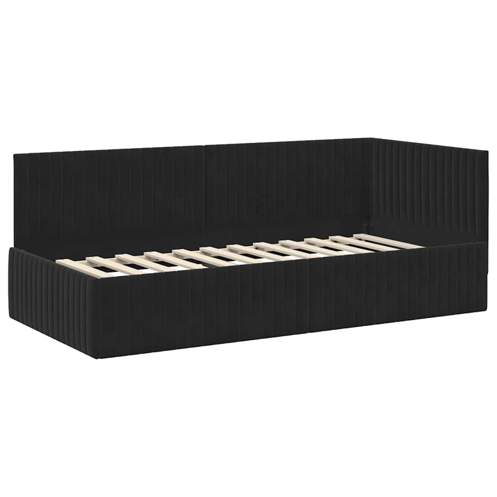 Eckbettgestell mit Matratze 2 stk. Schwarz 90 x 190 cm Samt