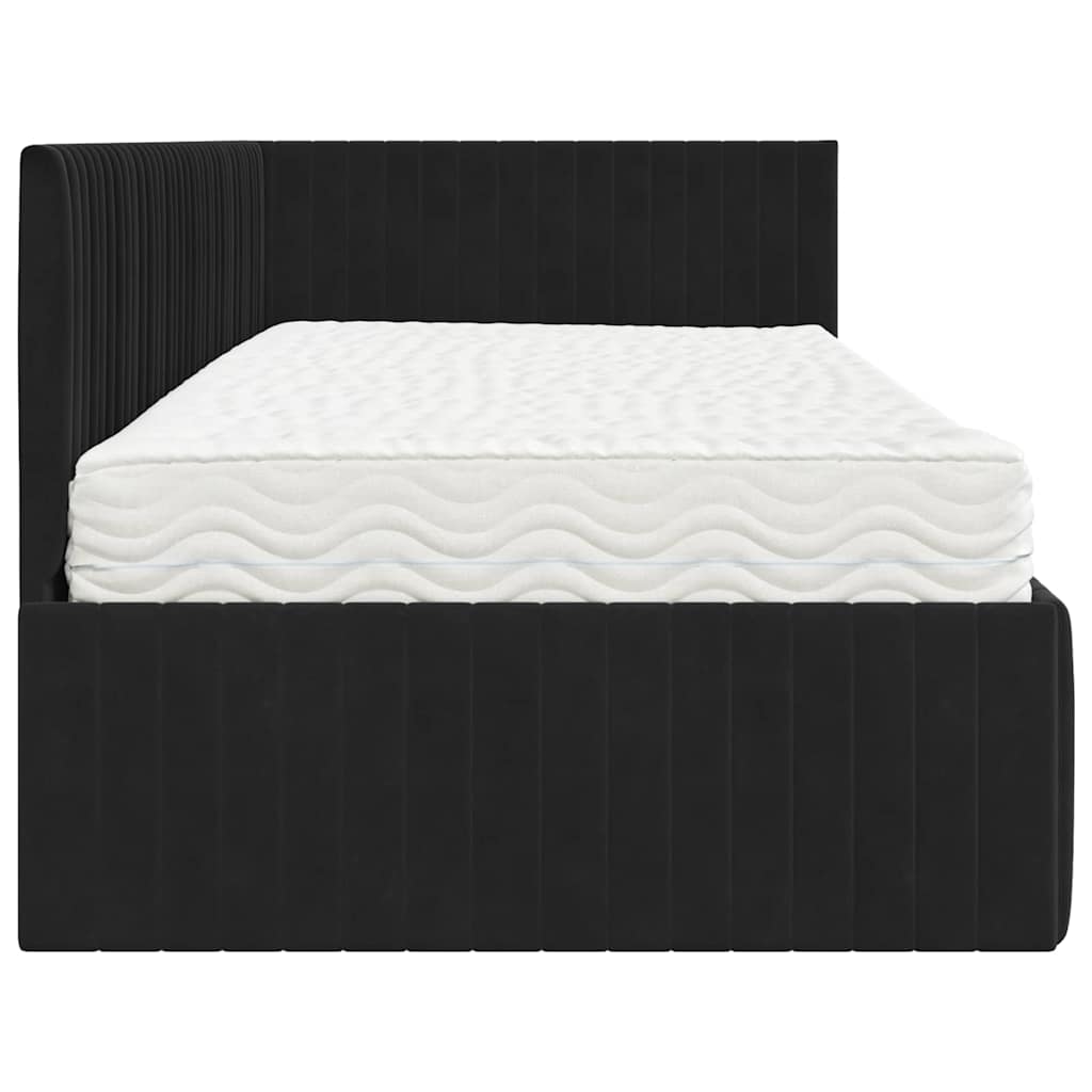Eckbettgestell mit Matratze 2 stk. Schwarz 90 x 190 cm Samt