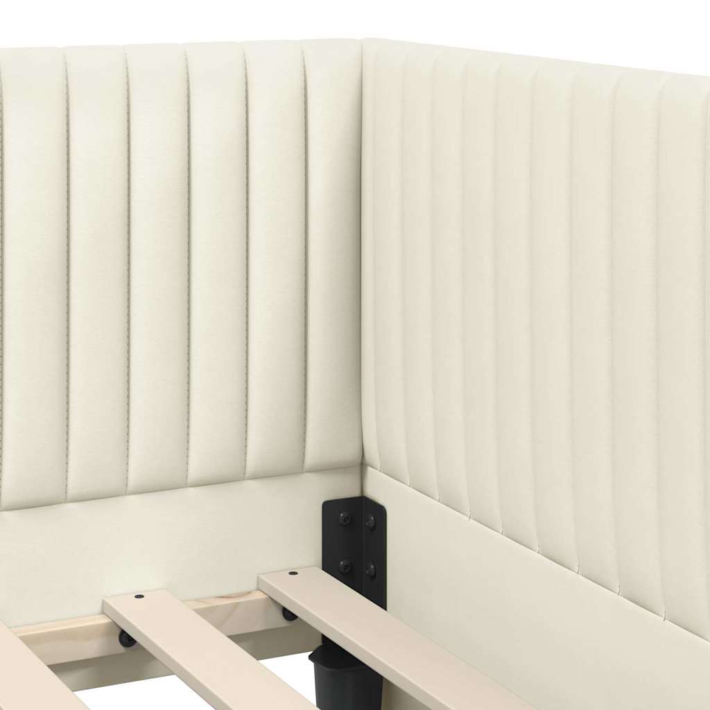 Eckbettgestell mit Matratze 2 stk. Creme 90 x 190 cm Samt