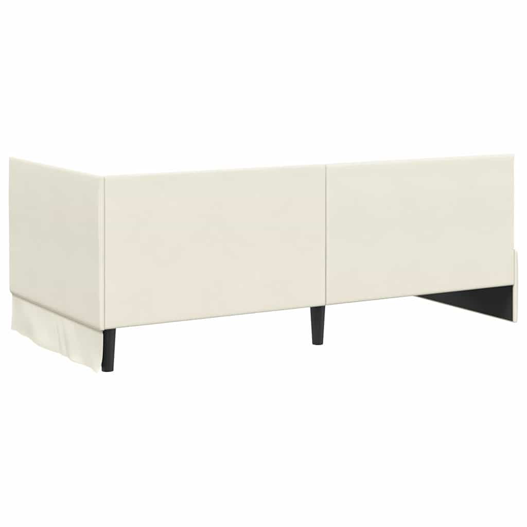 Eckbettgestell mit Matratze 2 stk. Creme 90 x 190 cm Samt