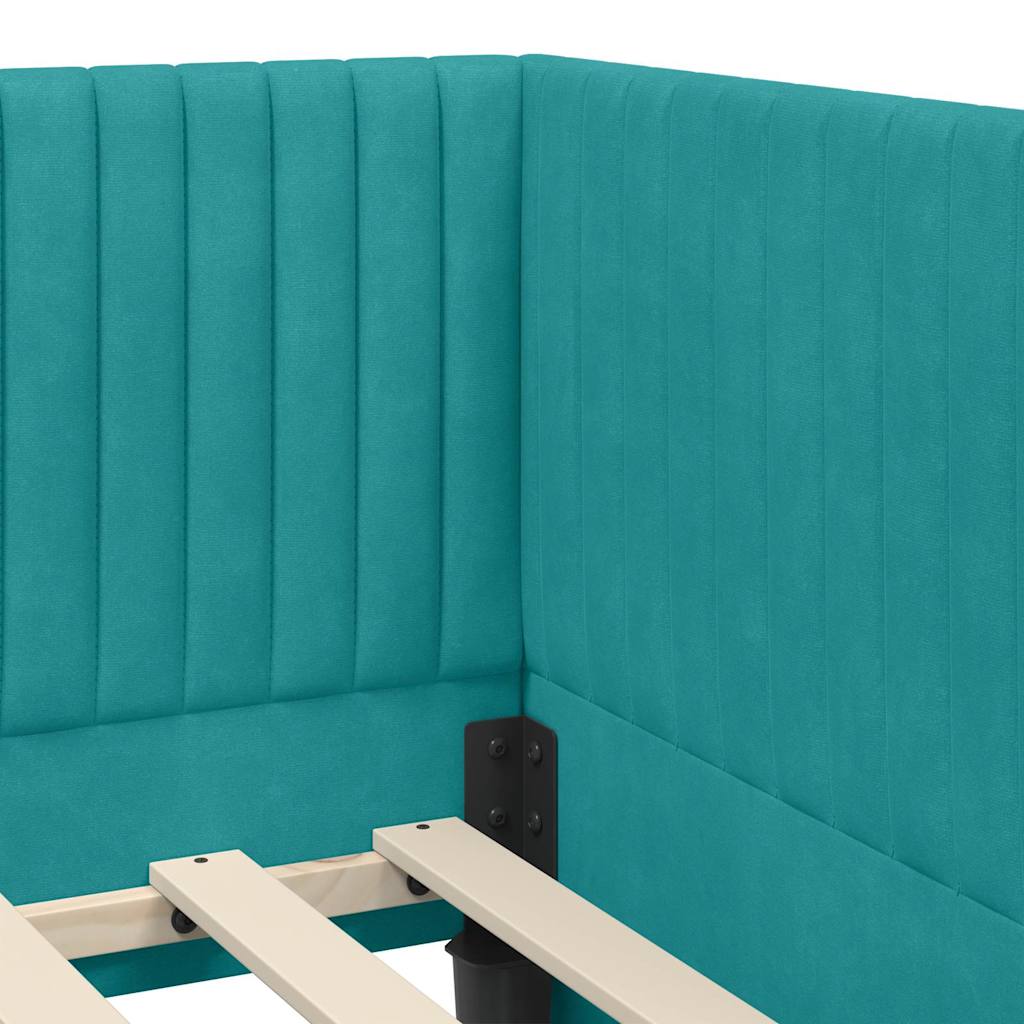 Eckbettgestell mit Matratze 2 stk. Türkis 90 x 190 cm Samt