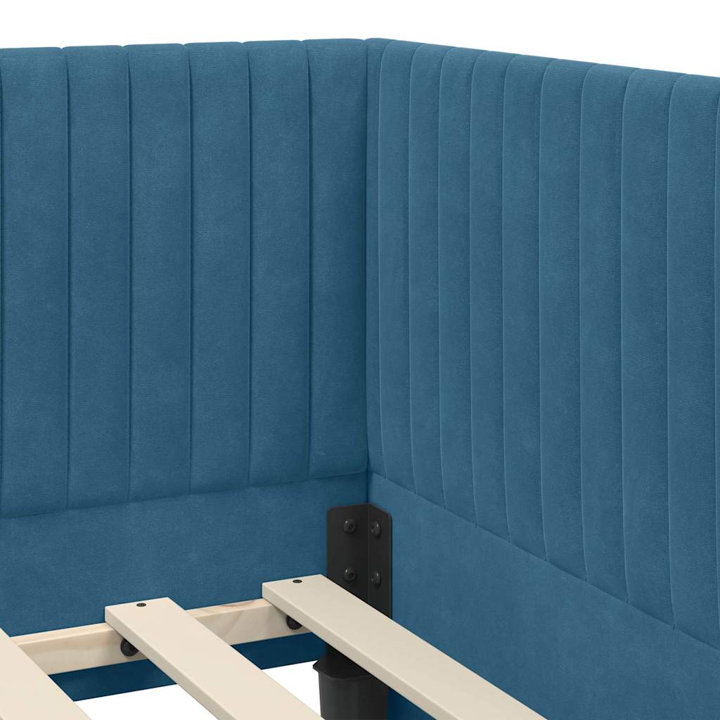 Eckbettgestell mit Matratze 2 stk. Blau 90 x 200 cm Samt