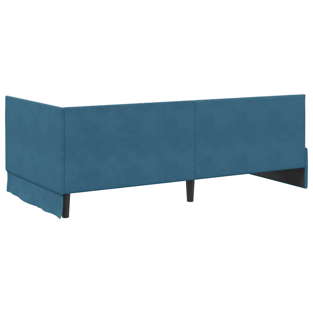 Eckbettgestell mit Matratze 2 stk. Blau 90 x 200 cm Samt