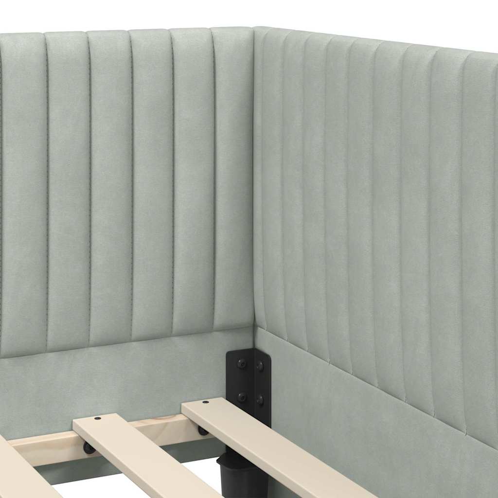Eckbettgestell mit Matratze 2 stk. Hellgrau 90 x 200 cm Samt