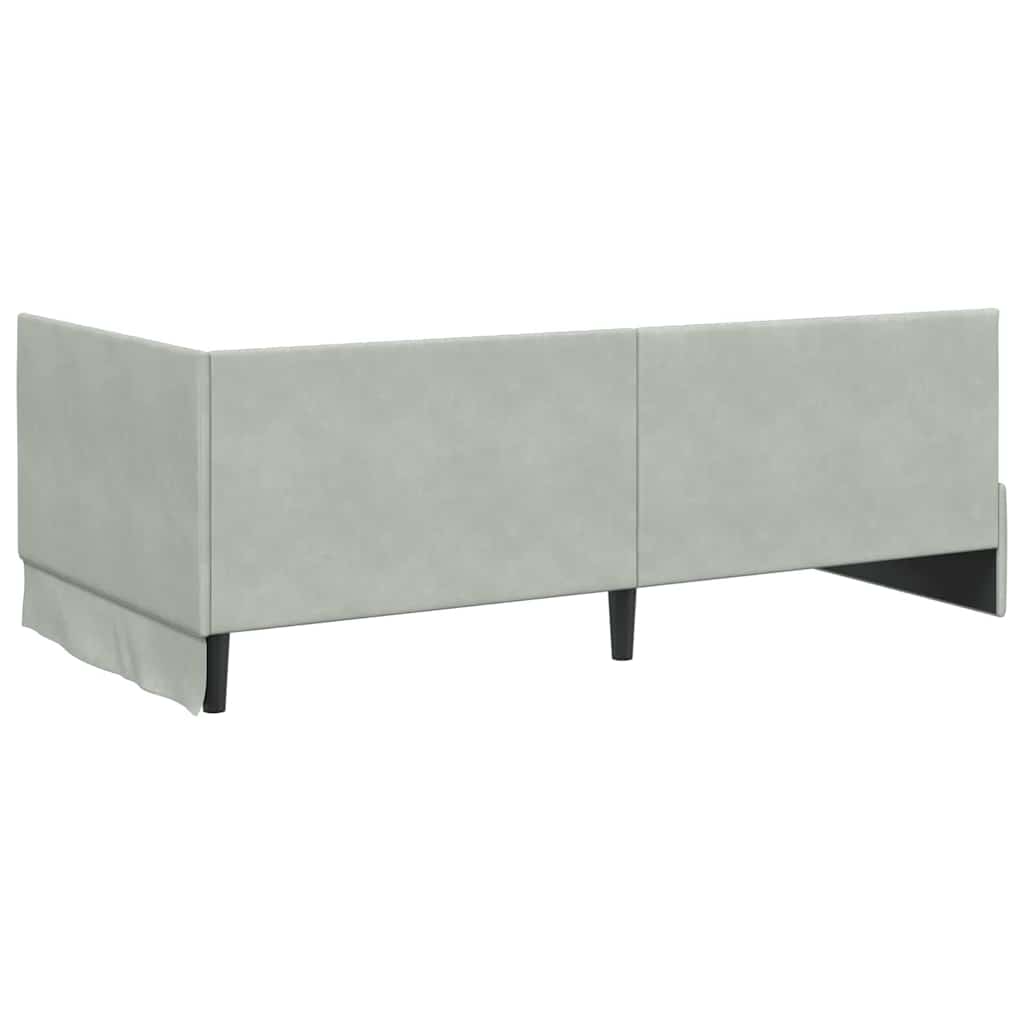 Eckbettgestell mit Matratze 2 stk. Hellgrau 90 x 200 cm Samt