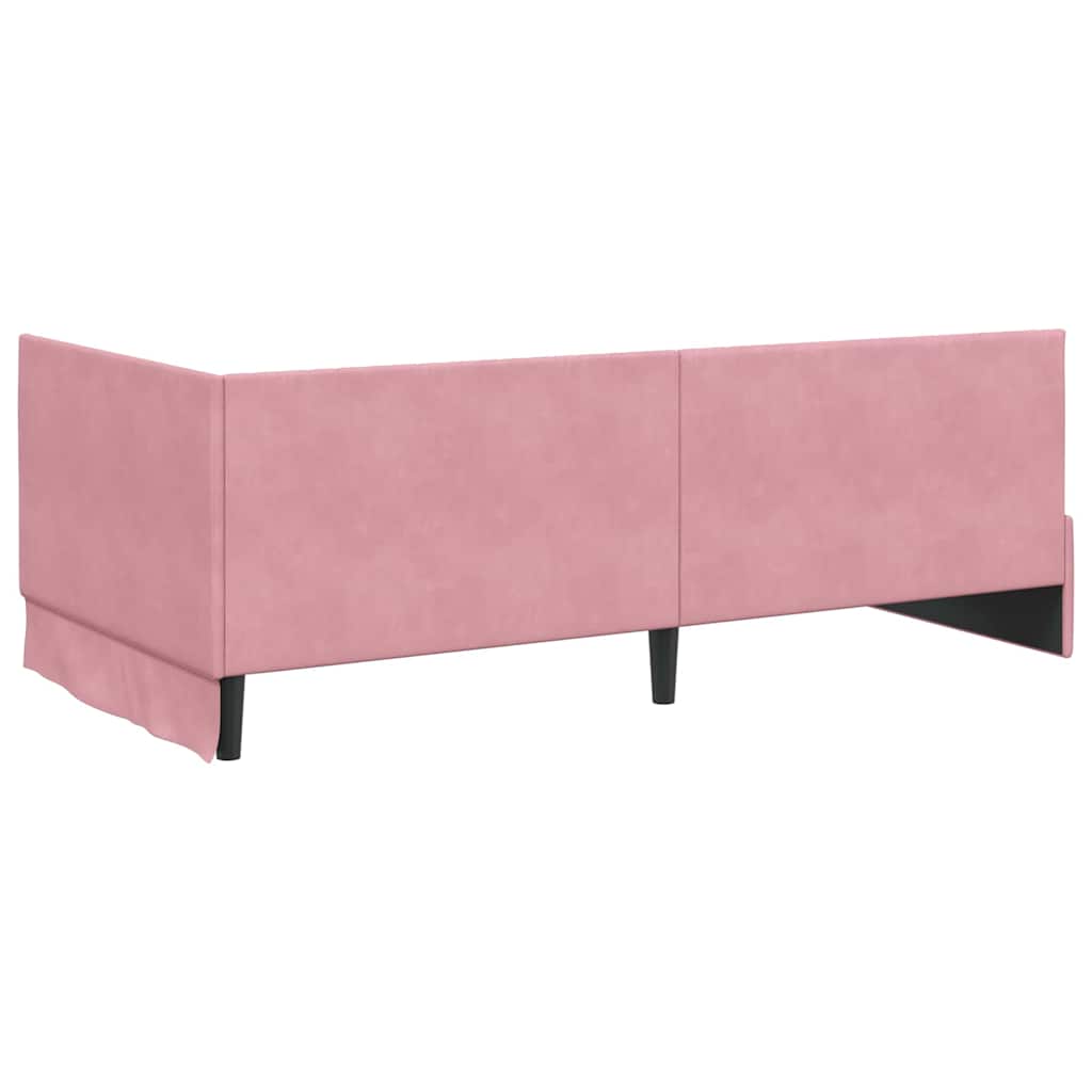 Eckbettgestell mit Matratze 2 stk. Rosa 90 x 200 cm Samt