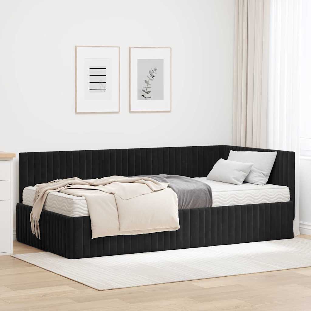 Eckbettgestell mit Matratze 2 stk. Schwarz 90 x 200 cm Samt