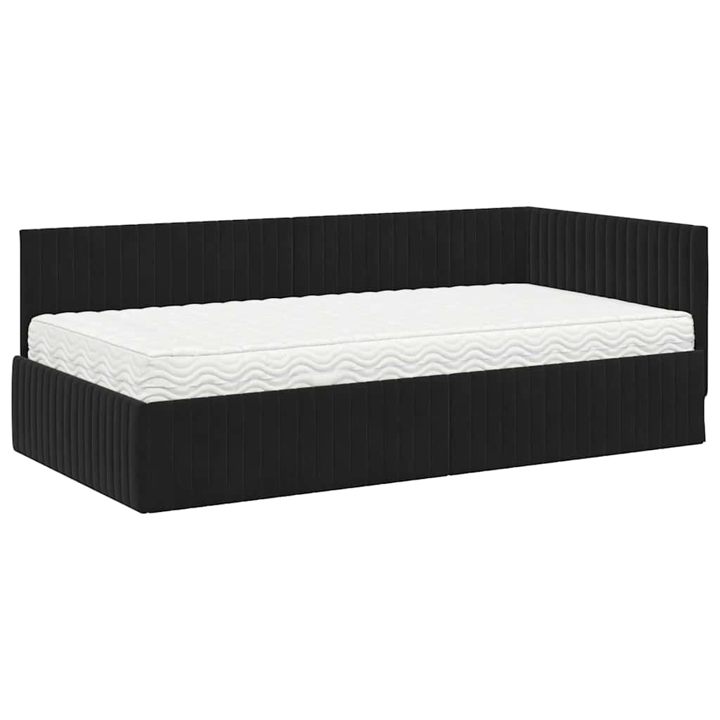Eckbettgestell mit Matratze 2 stk. Schwarz 90 x 200 cm Samt