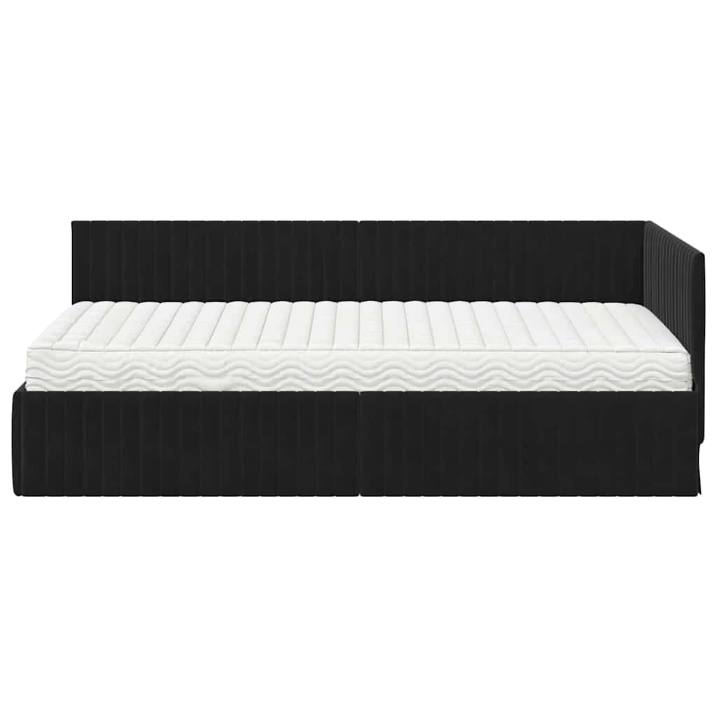 Eckbettgestell mit Matratze 2 stk. Schwarz 90 x 200 cm Samt