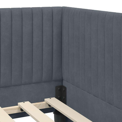 Eckbettgestell mit Matratze 2 stk. Dunkelgrau 100 x 200 cm Samt