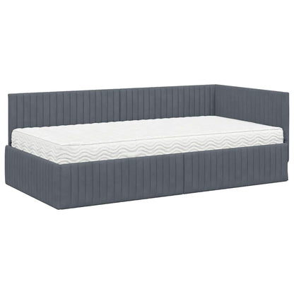 Eckbettgestell mit Matratze 2 stk. Dunkelgrau 100 x 200 cm Samt