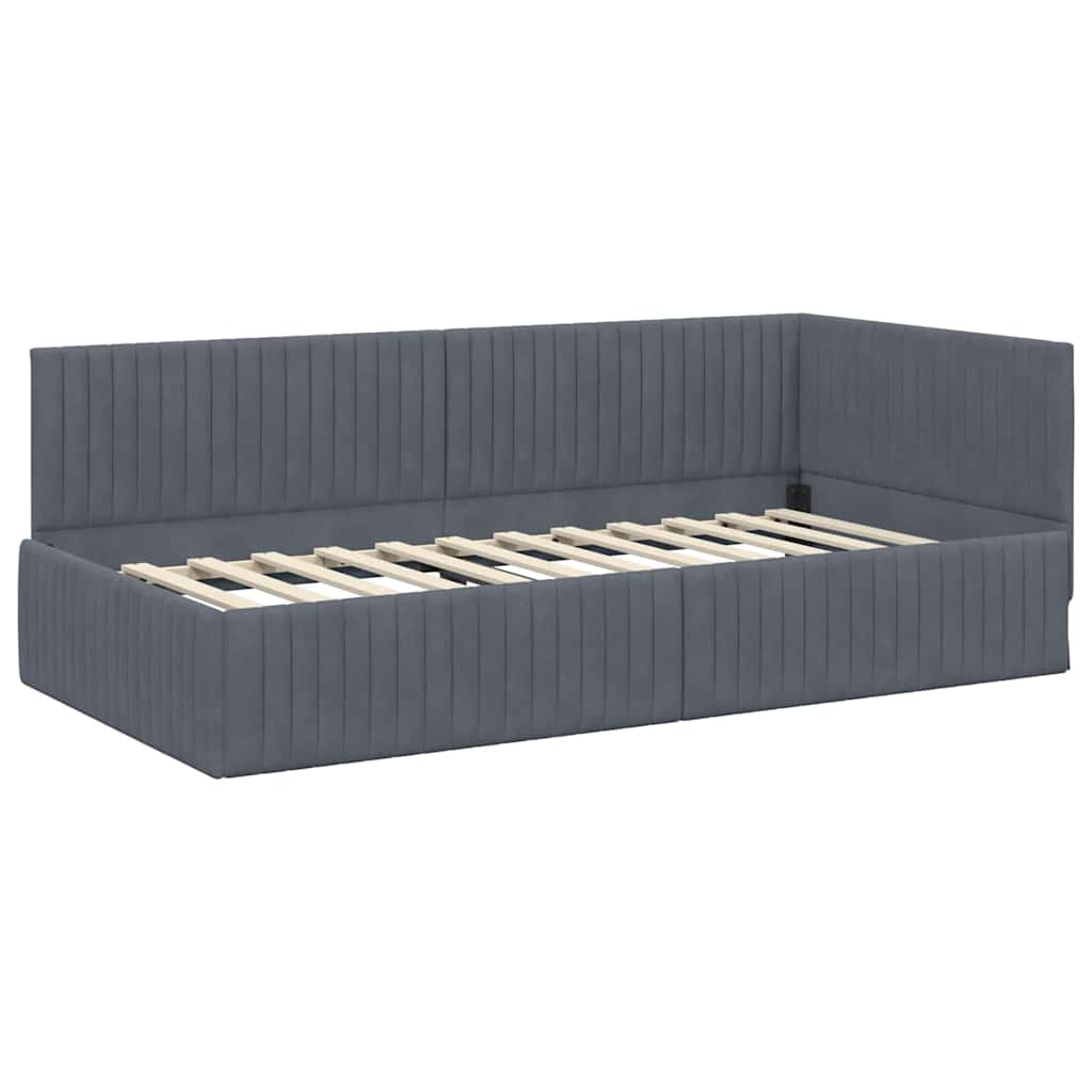 Eckbettgestell mit Matratze 2 stk. Dunkelgrau 100 x 200 cm Samt