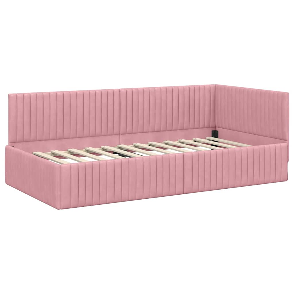 Eckbettgestell mit Matratze 2 stk. Rosa 100 x 200 cm Samt