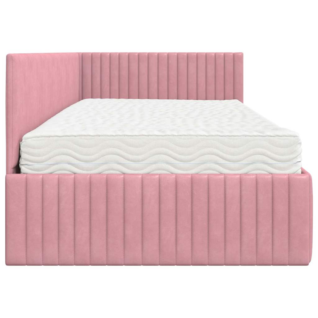 Eckbettgestell mit Matratze 2 stk. Rosa 100 x 200 cm Samt