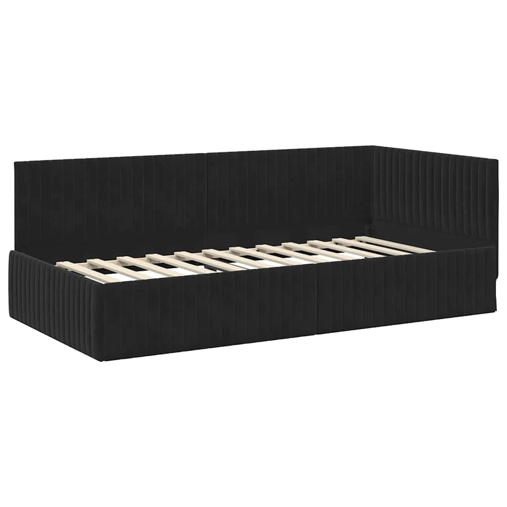 Eckbettgestell mit Matratze 2 stk. Schwarz 100 x 200 cm Samt