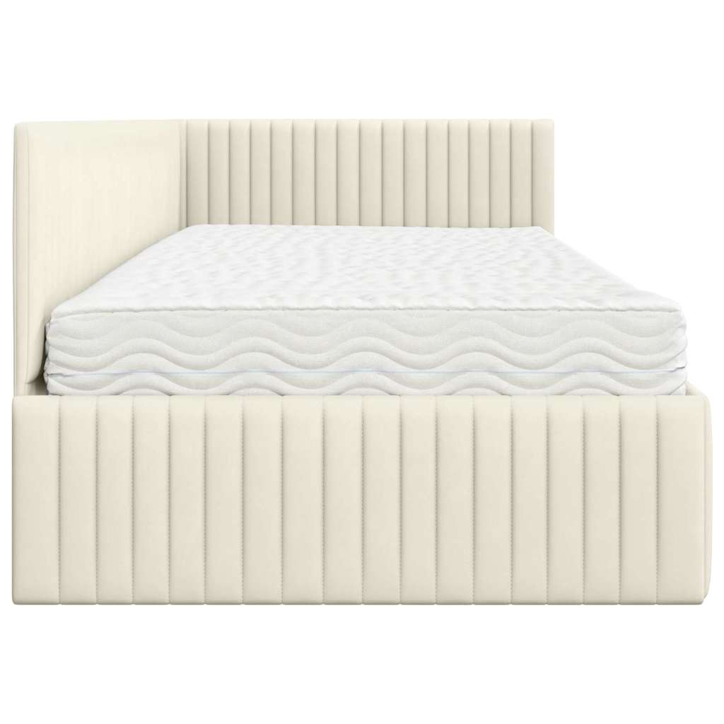 Eckbettgestell mit Matratze 2 stk. Creme 100 x 200 cm Samt