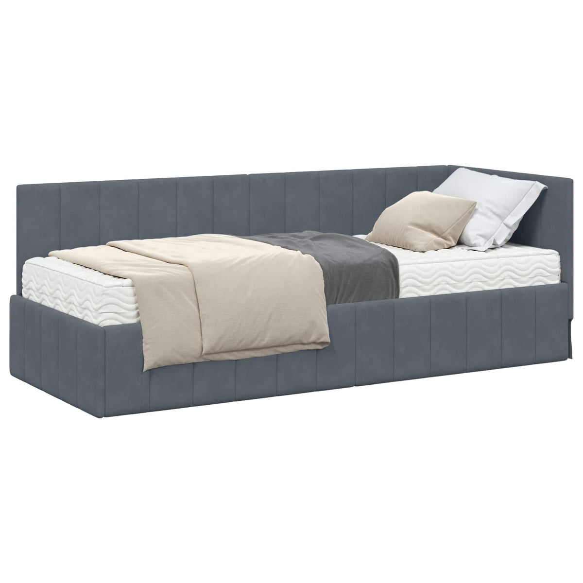 Eckbettgestell mit Matratze 2 stk. Dunkelgrau 80 x 200 cm Samt