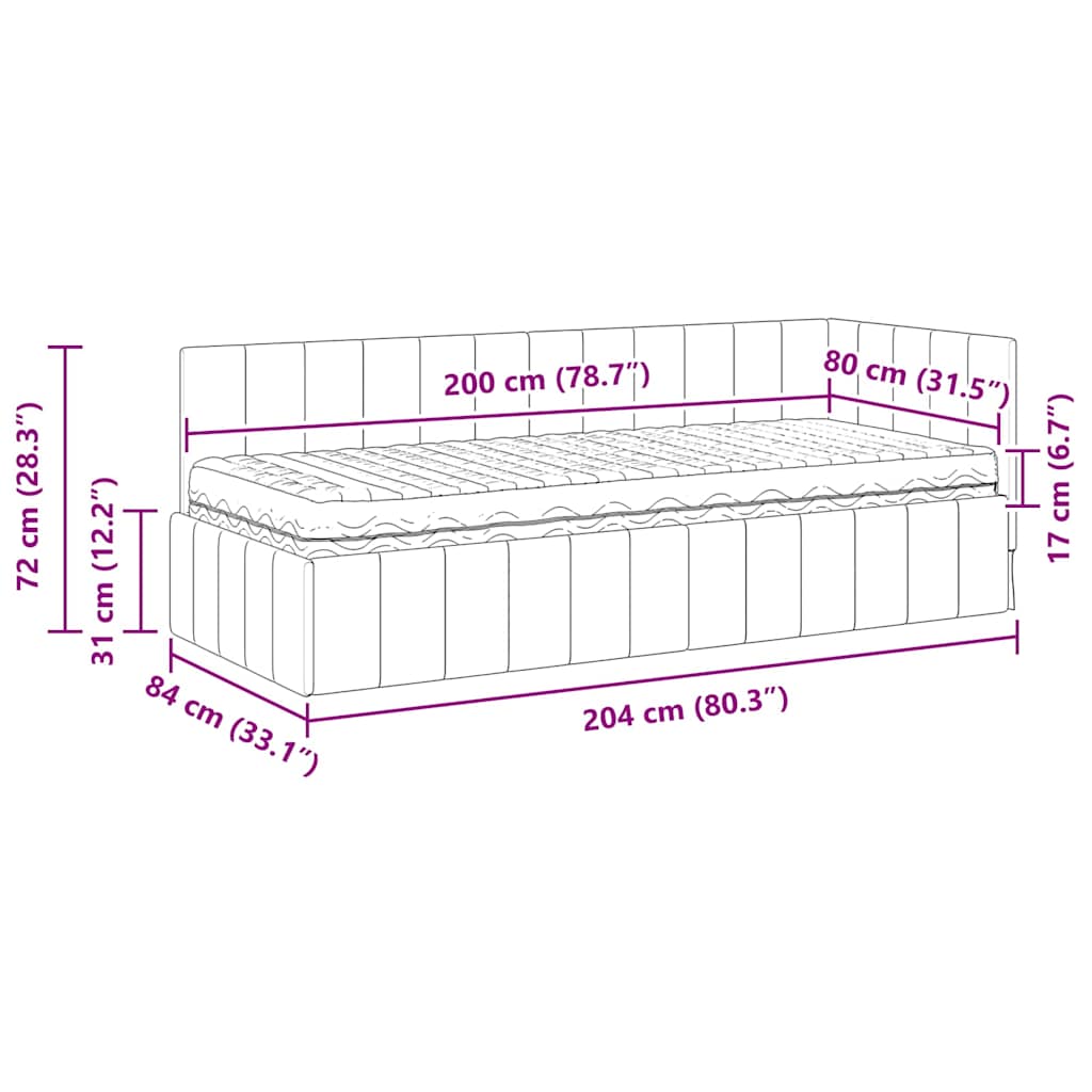 Eckbettgestell mit Matratze 2 stk. Dunkelgrün 80 x 200 cm Samt