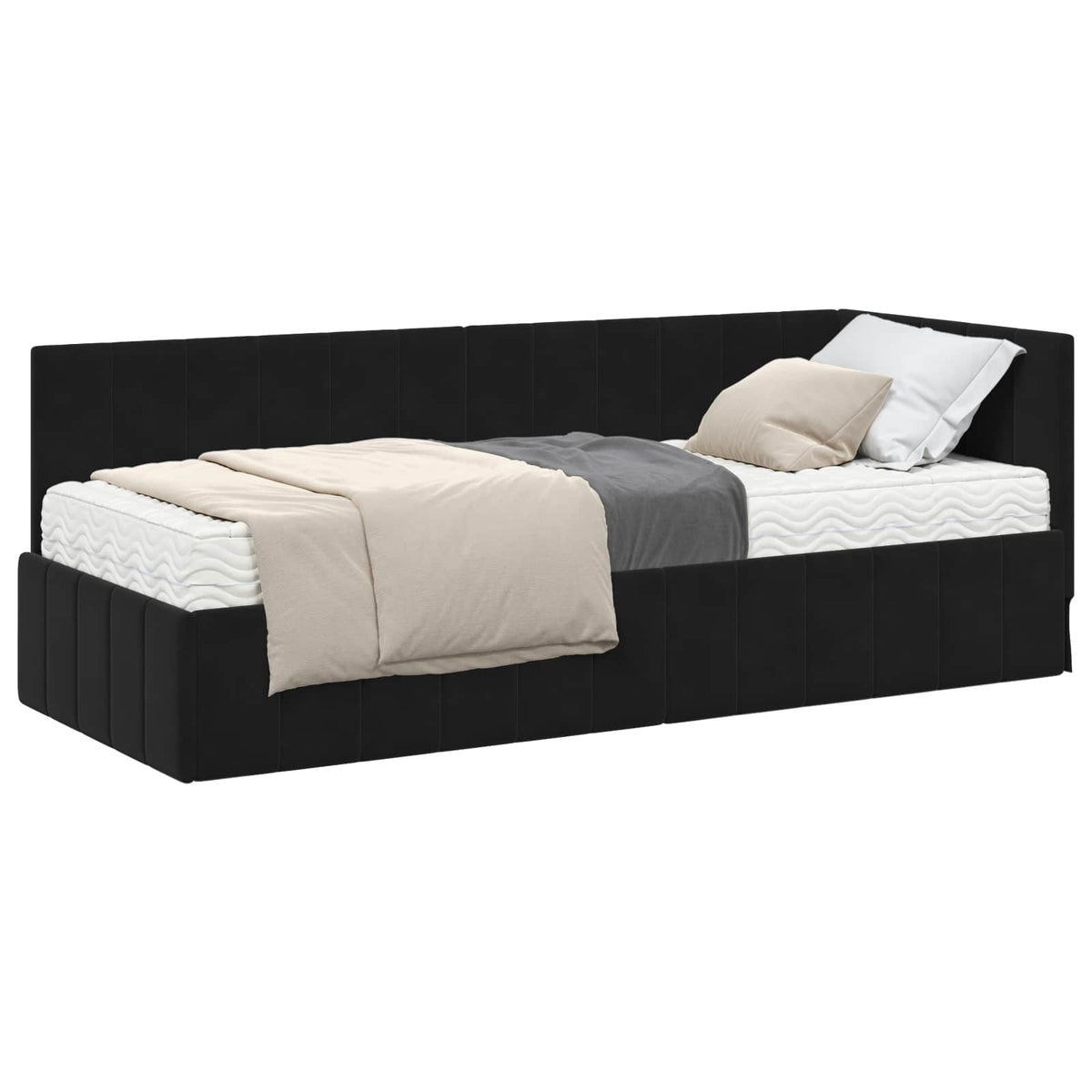 Eckbettgestell mit Matratze 2 stk. Schwarz 80 x 200 cm Samt