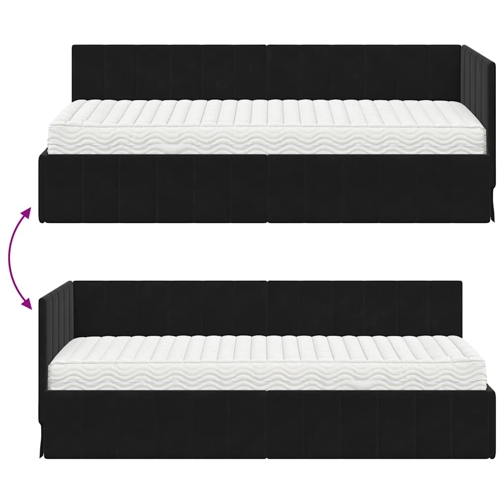 Eckbettgestell mit Matratze 2 stk. Schwarz 80 x 200 cm Samt