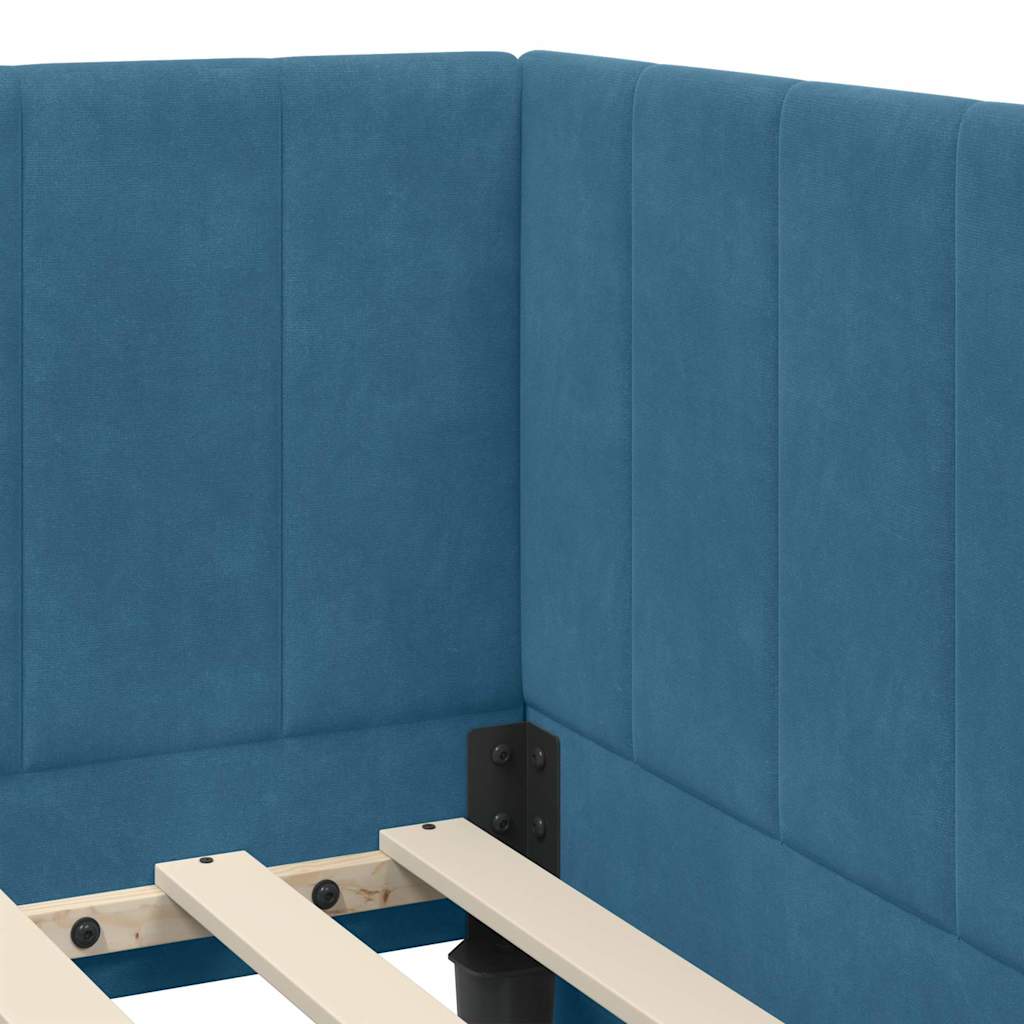 Eckbettgestell mit Matratze 2 stk. Blau 90 x 190 cm Samt