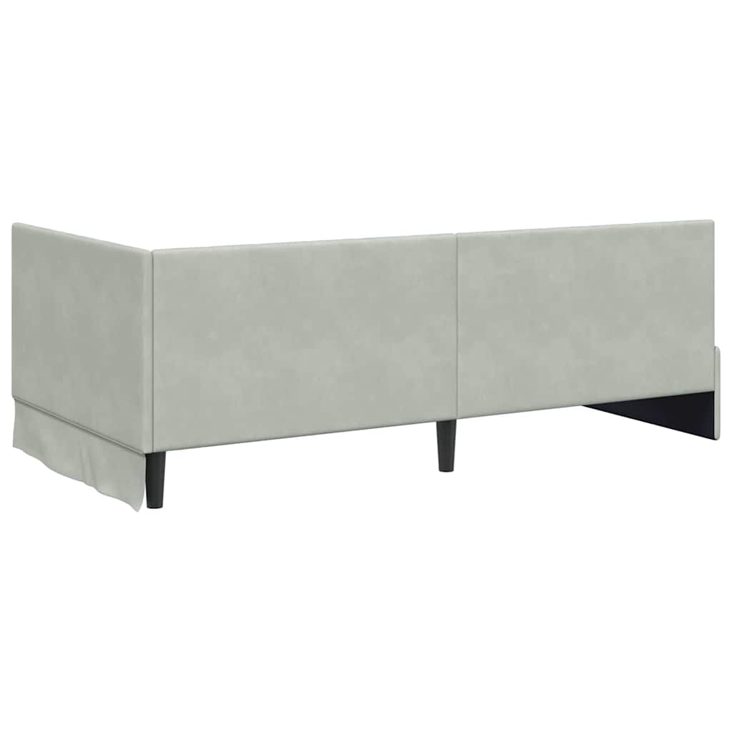 Eckbettgestell mit Matratze 2 stk. Hellgrau 90 x 190 cm Samt