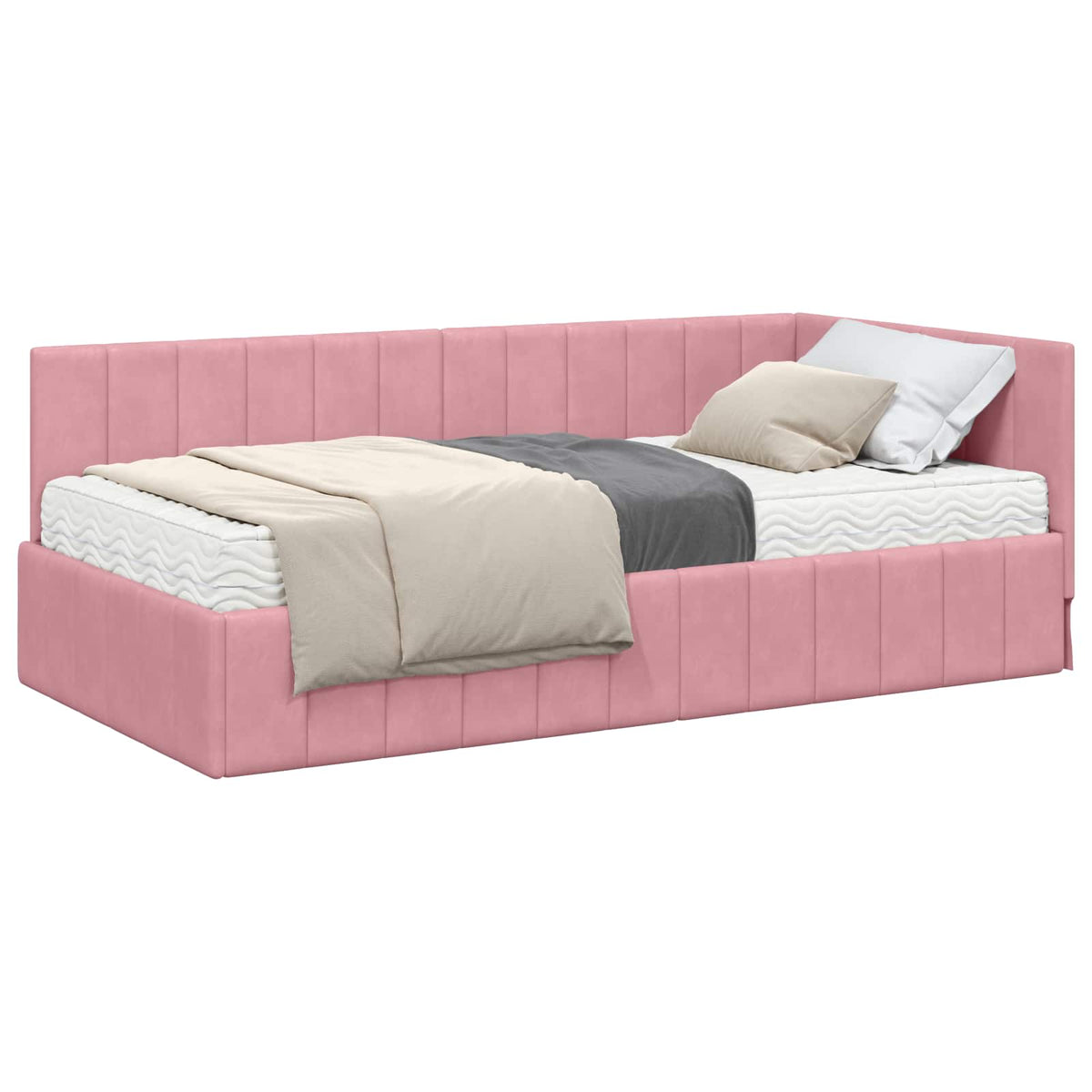 Eckbettgestell mit Matratze 2 stk. Rosa 90 x 190 cm Samt