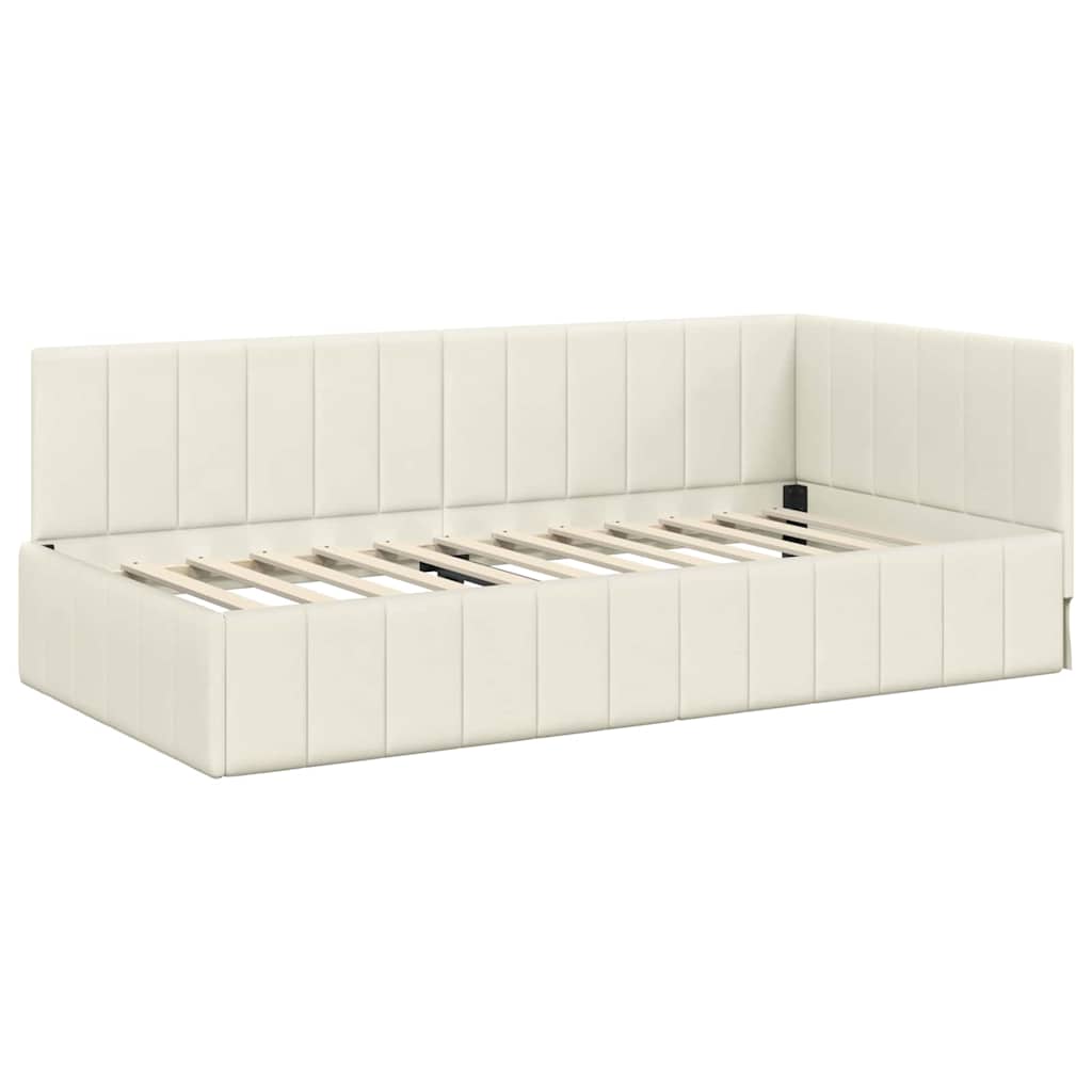 Eckbettgestell mit Matratze 2 stk. Creme 90 x 190 cm Samt